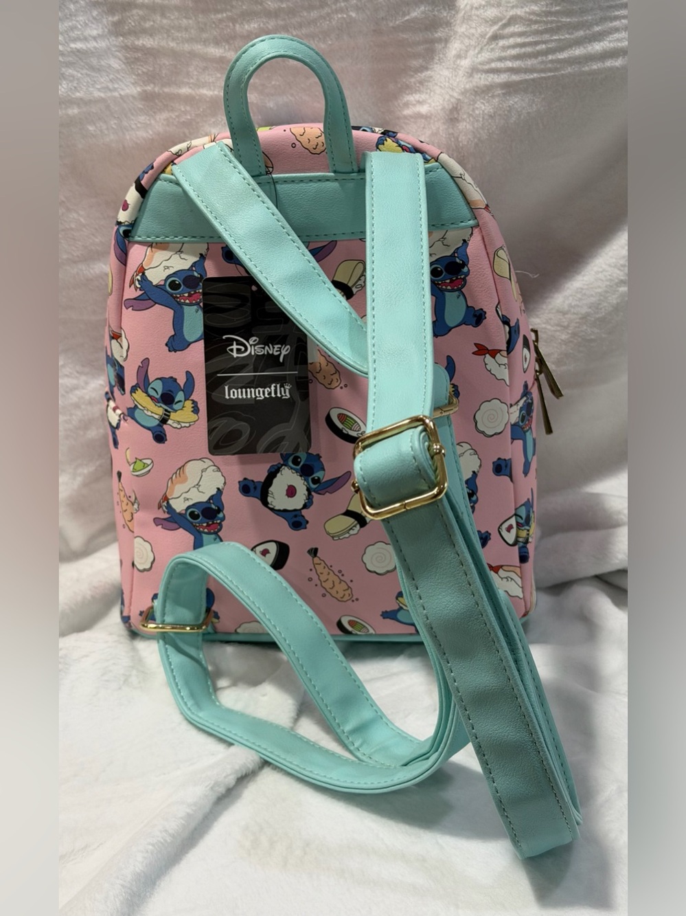Loungefly Pink & Mint Stitch Sushi Mini Backpack - Picture 3 of 9